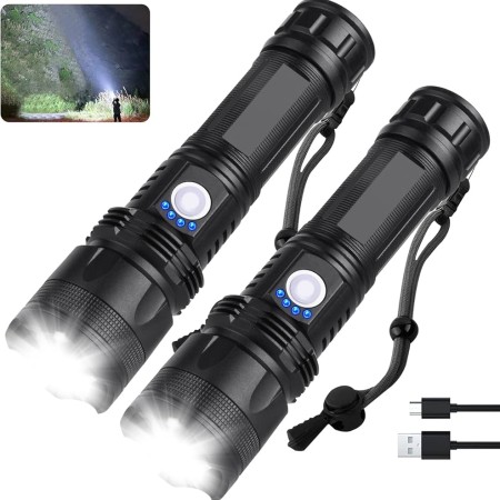 Rechargeable Waterproof Zoom LED Flashlight USB Torch Ligh