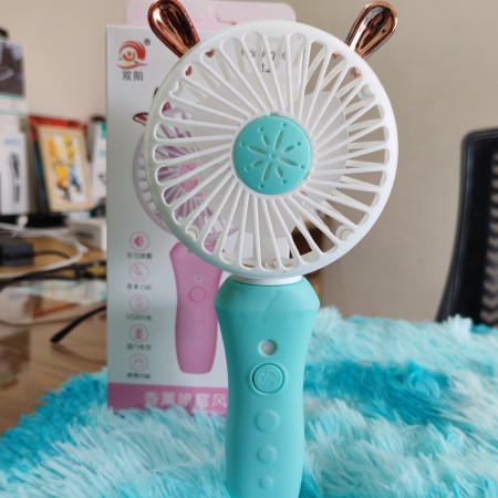 Cute rechargeable Mini Cooling fan portable spray fan water Mist spray cooler 6810-Sky Blue