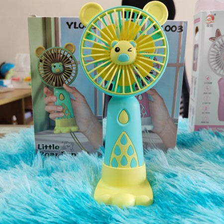 Little bear cute Mini USB rechargeable fan-YL003-Yellow Green