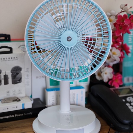 Stylish Double Mode Rechargeable Fan with LED Light-7627