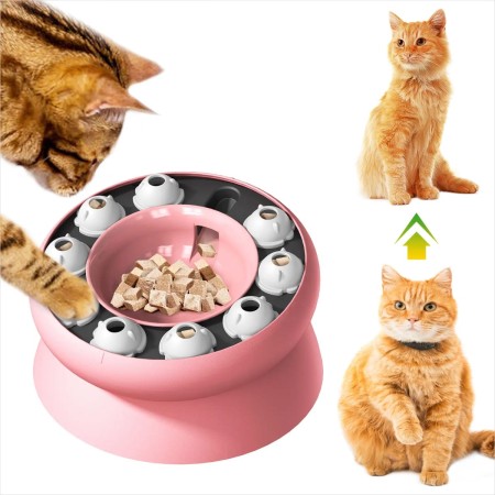 Cat Slow Feeder Interactive Puzzle Bowl with Non-Slip Base, Fun Pet Toy for Indoor Cats Mental Stimulation
