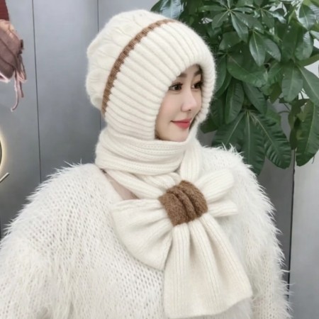 windproof-cap-with-scarf-double-spell-- White